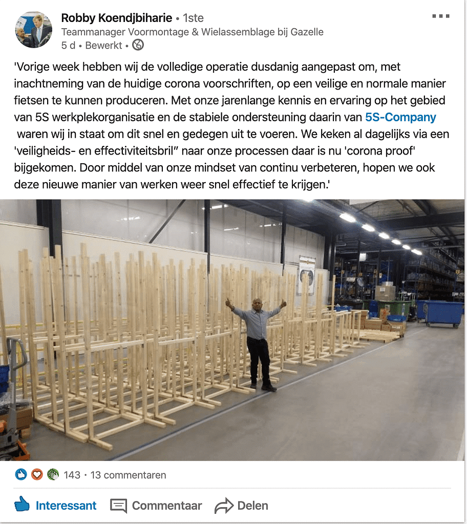 LinkedIn post Gazelle - 5S Company